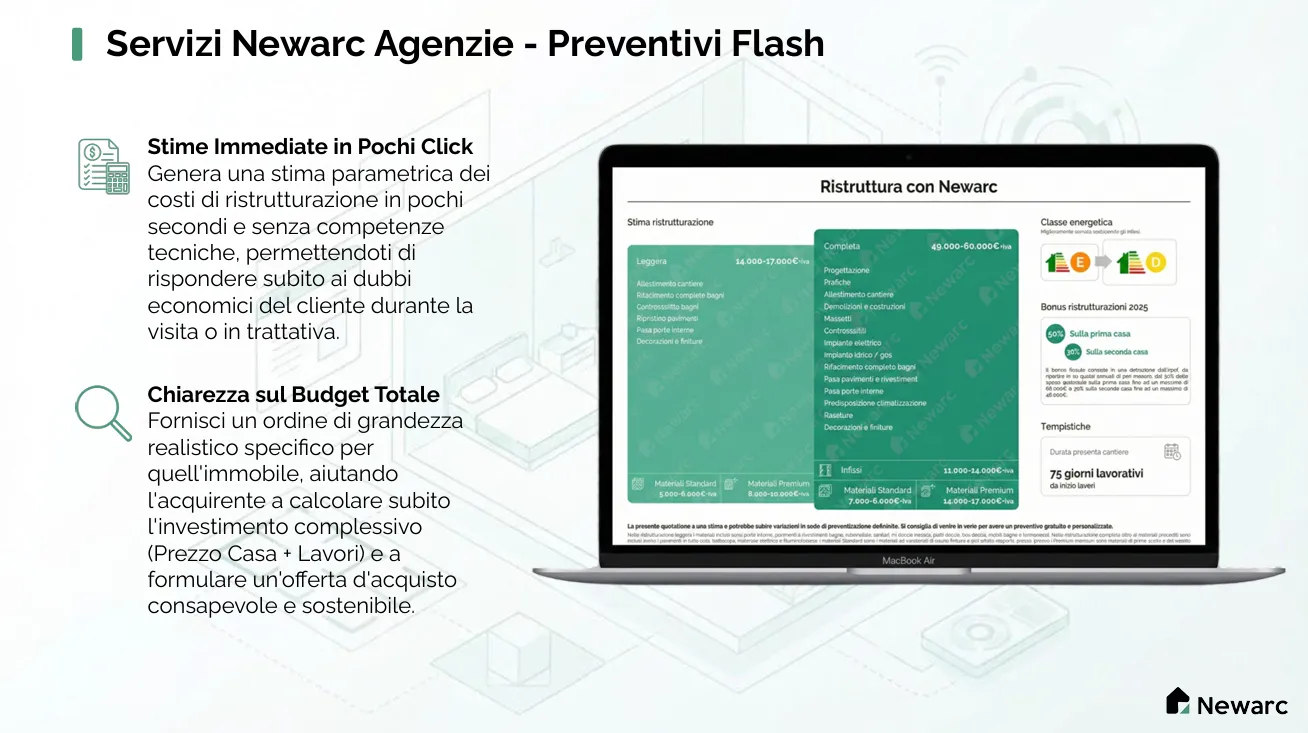 Preventivi Flash: stima dei costi di ristrutturazione divisa per categorie
